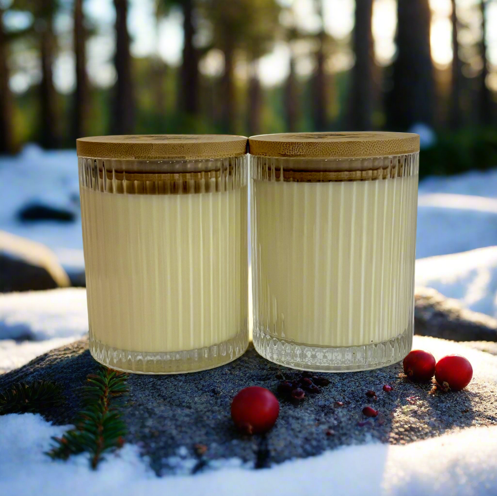 Norwegian Cranberry Fjord | Ribbed Glass Soy Candle