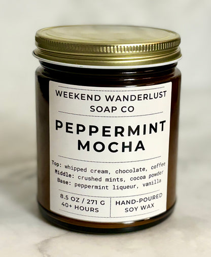 Peppermint Mocha | Amber Glass Soy Candles