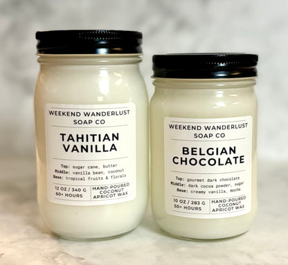 Belgian Chocolate | Clear Glass Apricot Coconut Wax Candles