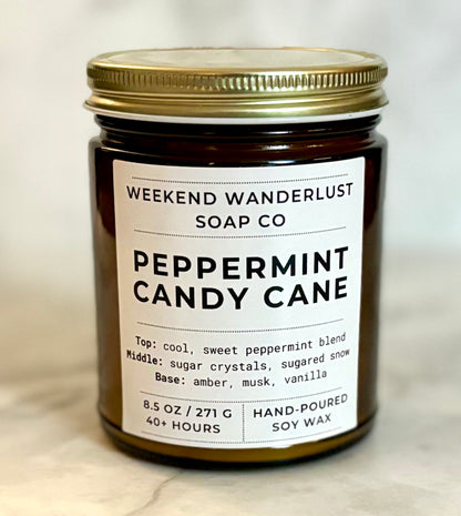 Peppermint Candy Cane | Amber Glass Soy Candles