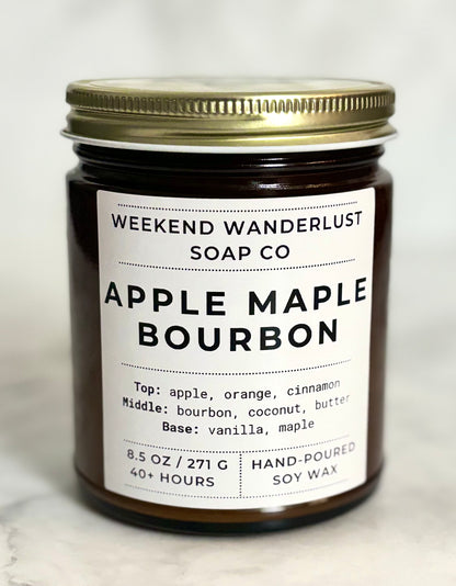 Apple Maple Bourbon | Amber Glass Soy Candles