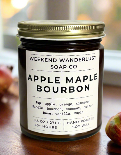Apple Maple Bourbon | Amber Glass Soy Candles