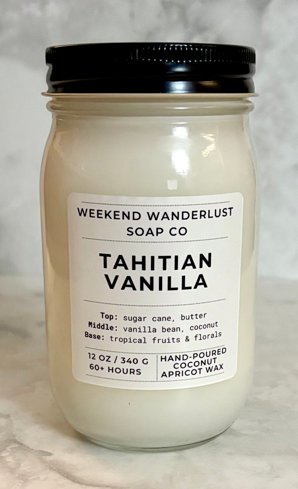 Tahitian Vanilla | Clear Glass Apricot Coconut Wax Candles