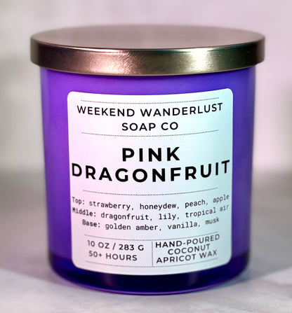 Pink Dragonfruit | Periwinkle Glass Coconut Apricot Wax Candles