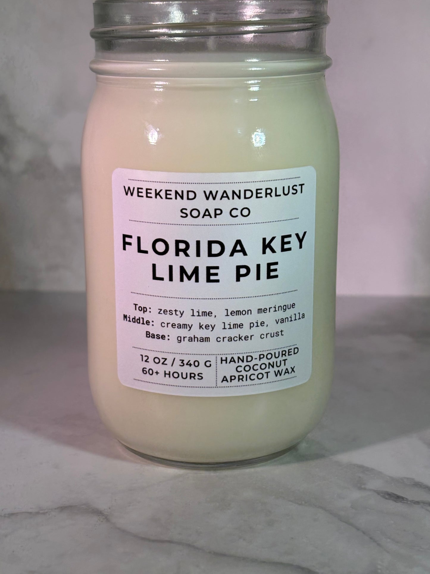 Florida Key Lime Pie | Clear Glass Apricot Coconut Wax Candles