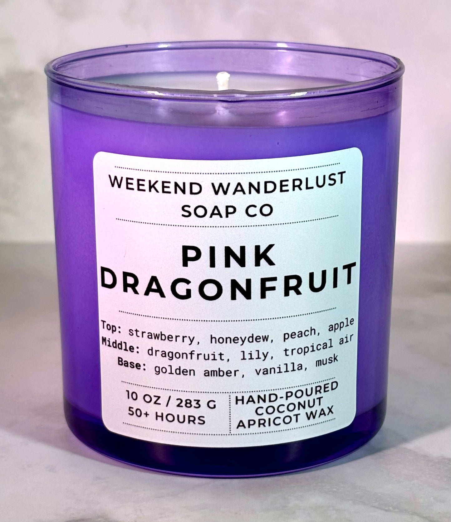 Pink Dragonfruit | Periwinkle Glass Coconut Apricot Wax Candles