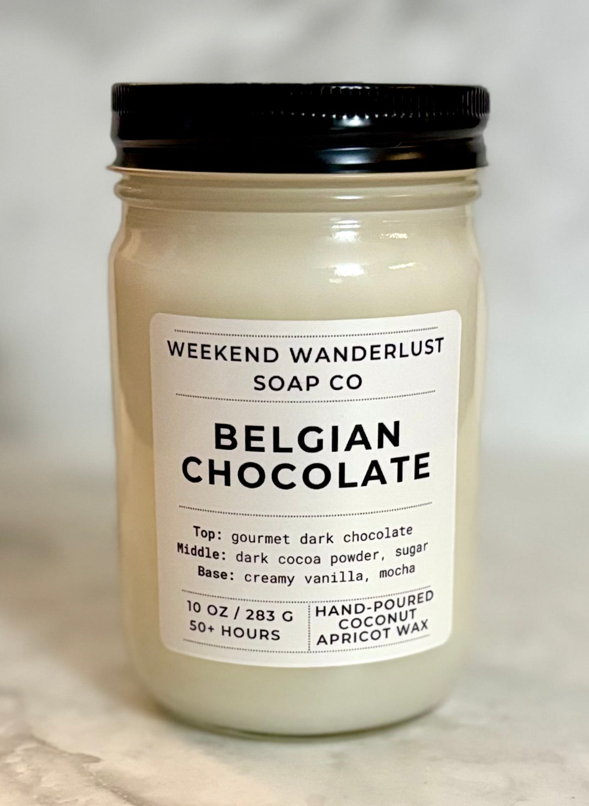 Belgian Chocolate | Clear Glass Apricot Coconut Wax Candles