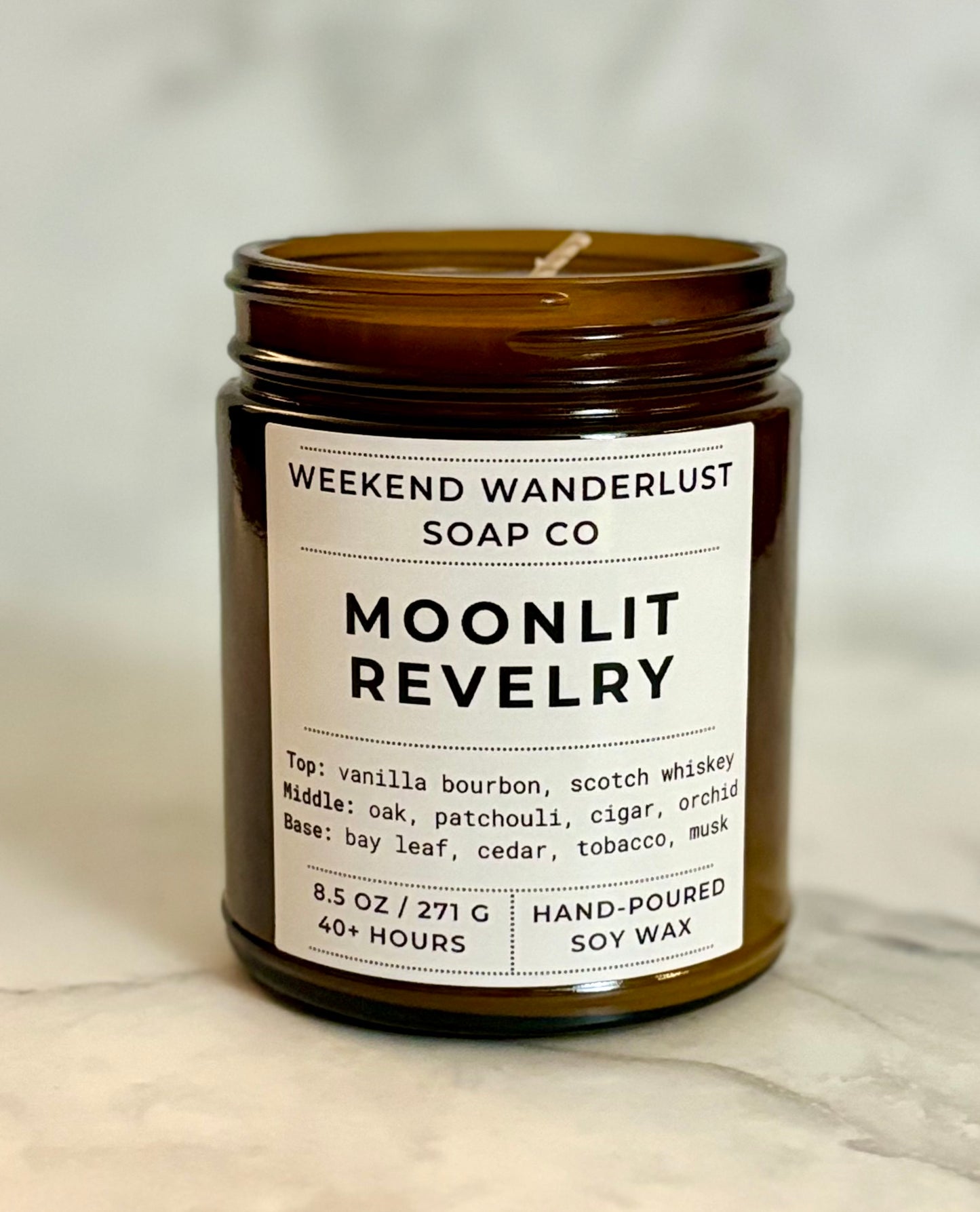 Moonlit Revelry | Amber Glass Soy Candles