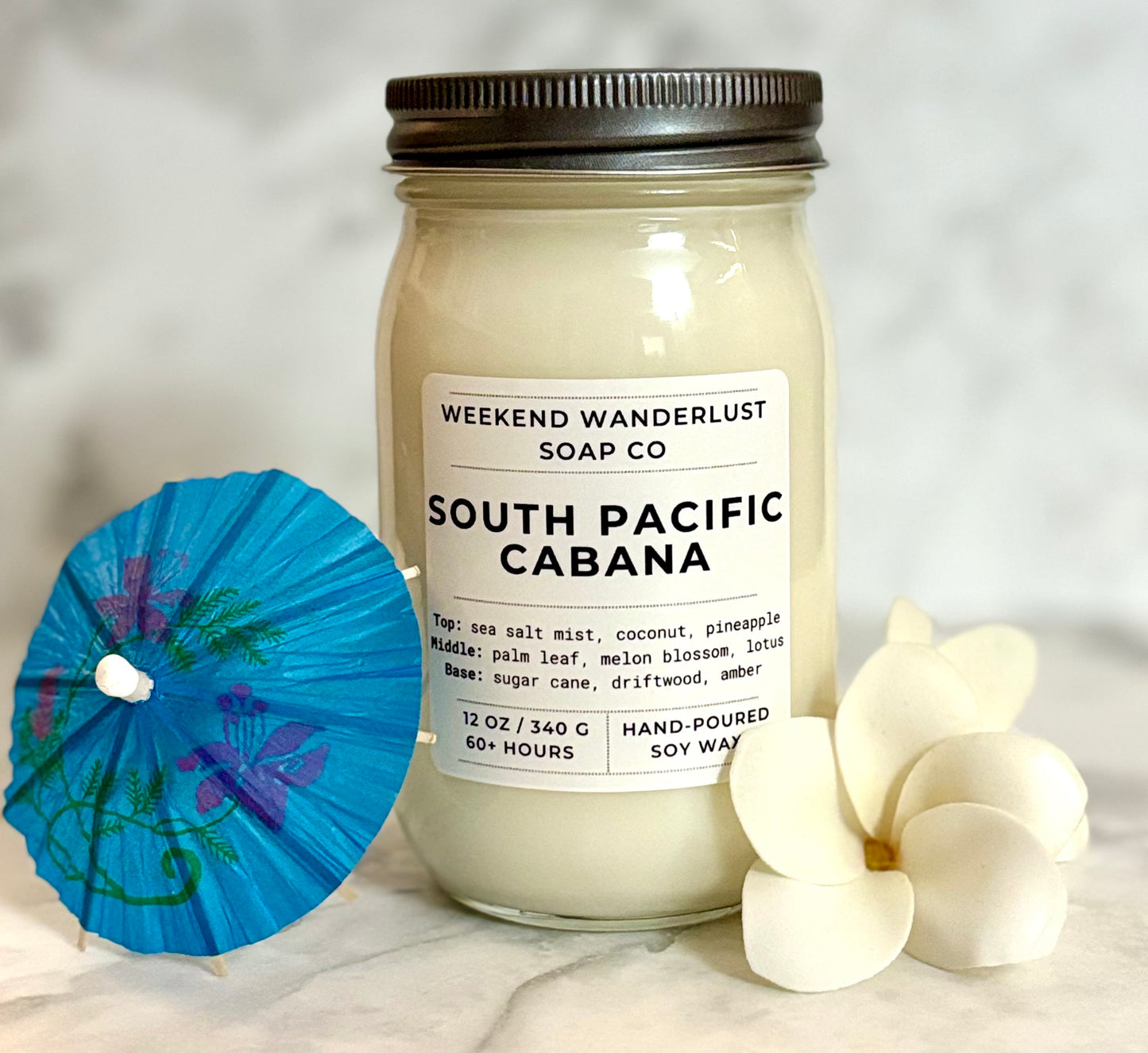 South Pacific Cabana | Clear Glass Soy Wax Candles