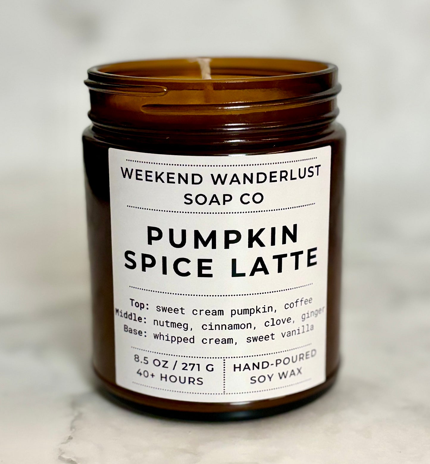 Pumpkin Spice Latte | Amber Glass Soy Candles