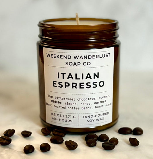 Italian Espresso | Amber Glass Soy Candles