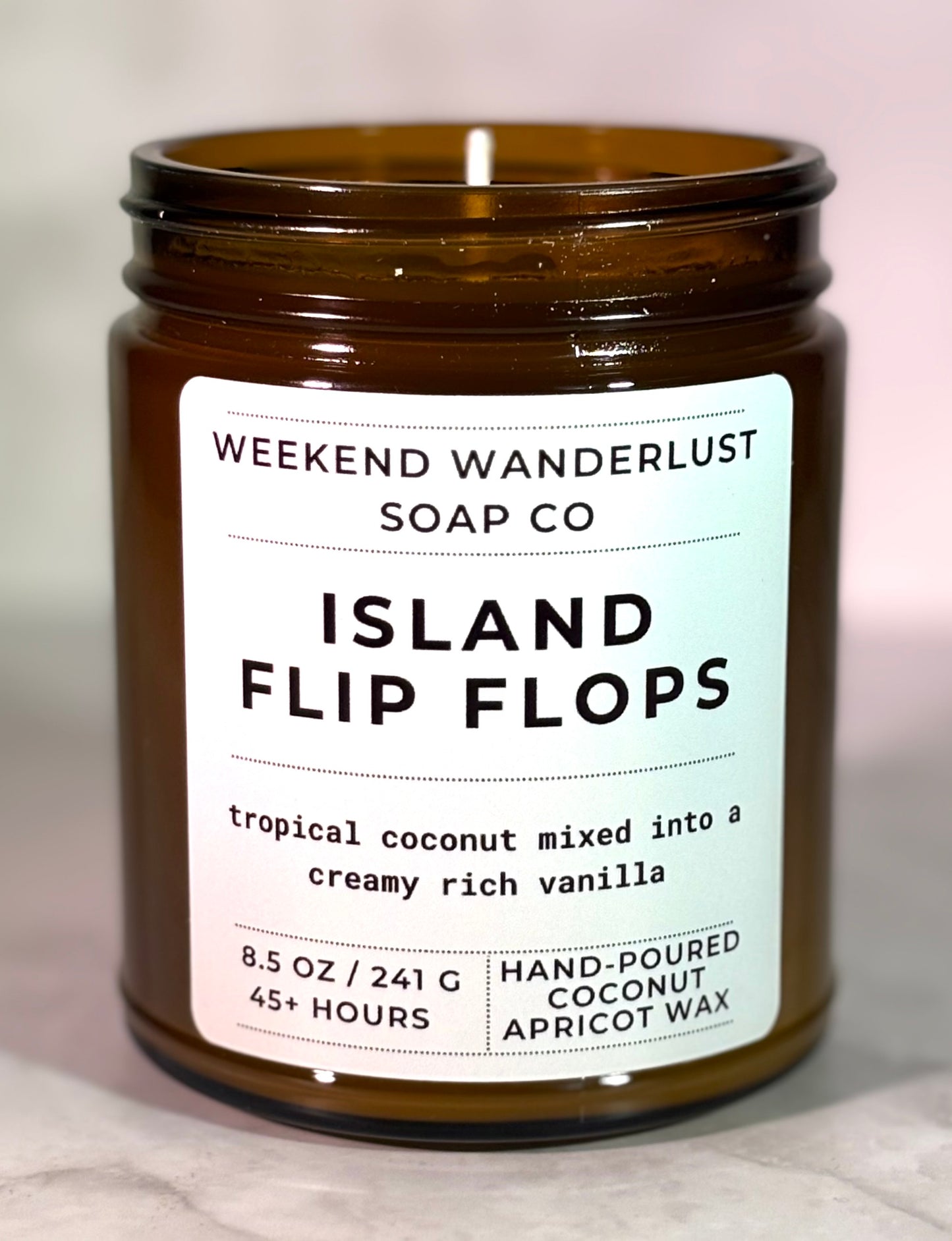 Island Flip Flops | Amber Glass Apricot Coconut Wax Candles