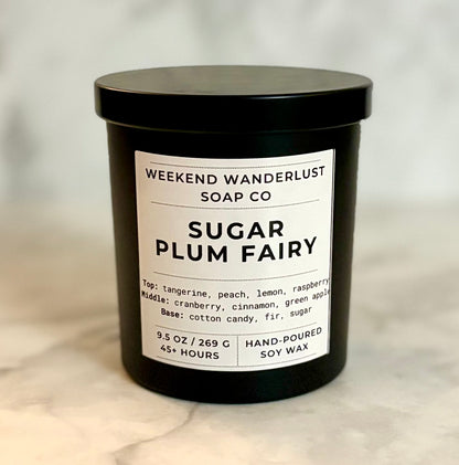 Sugar Plum Fairy | Black Tumbler Soy Candles