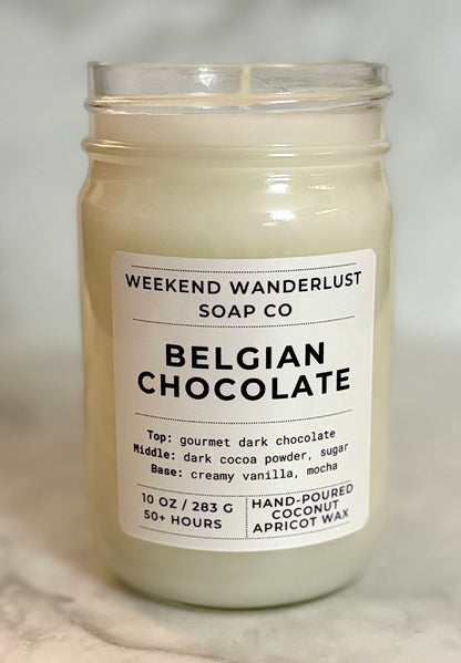 Belgian Chocolate | Clear Glass Apricot Coconut Wax Candles