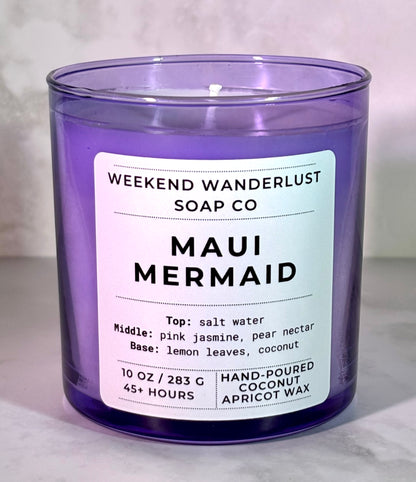 Maui Mermaid | Periwinkle Glass Coconut Apricot Wax Candles