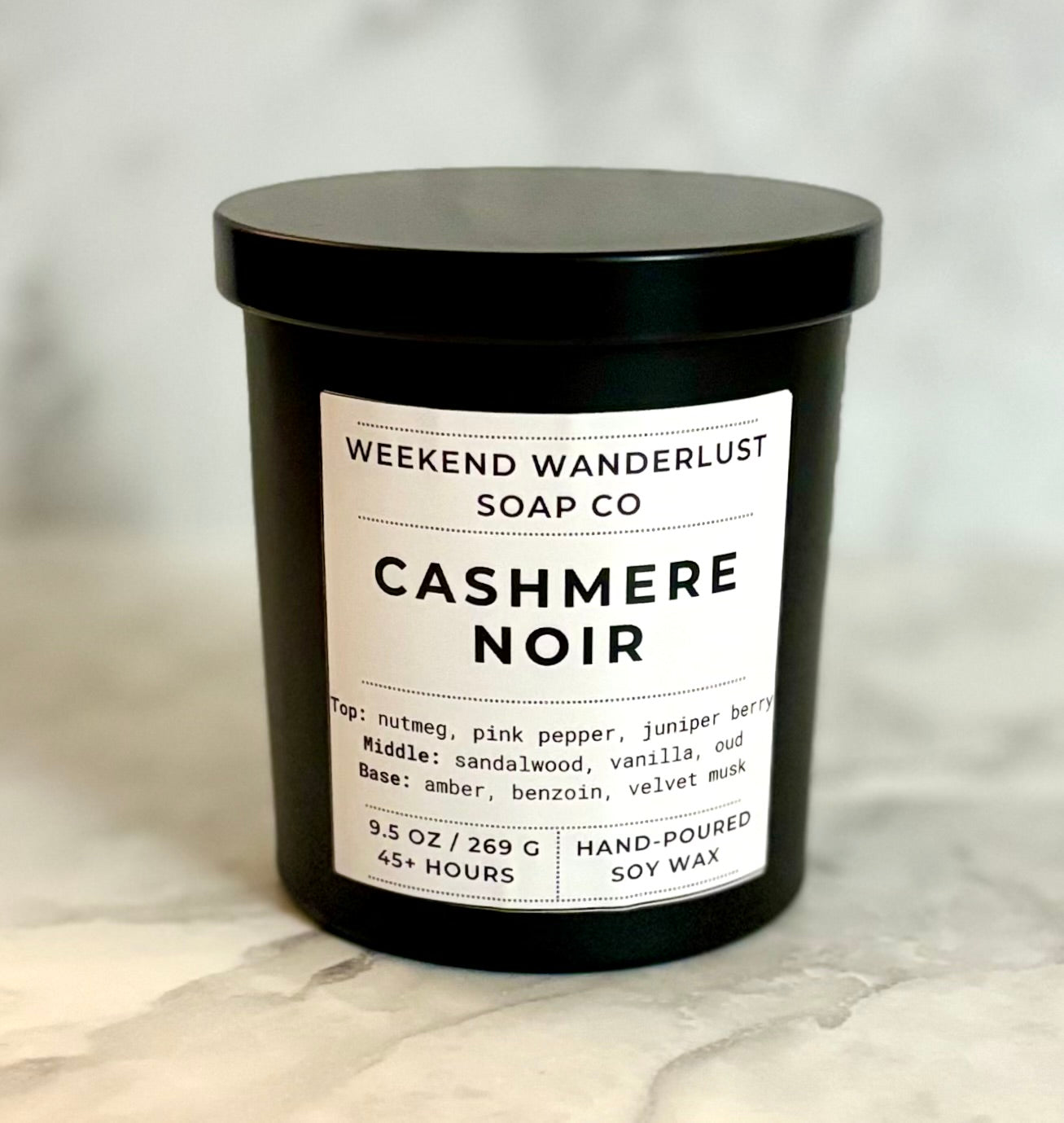 Cashmere Noir | Black Tumbler Soy Candles