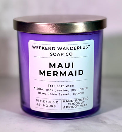 Maui Mermaid | Periwinkle Glass Coconut Apricot Wax Candles