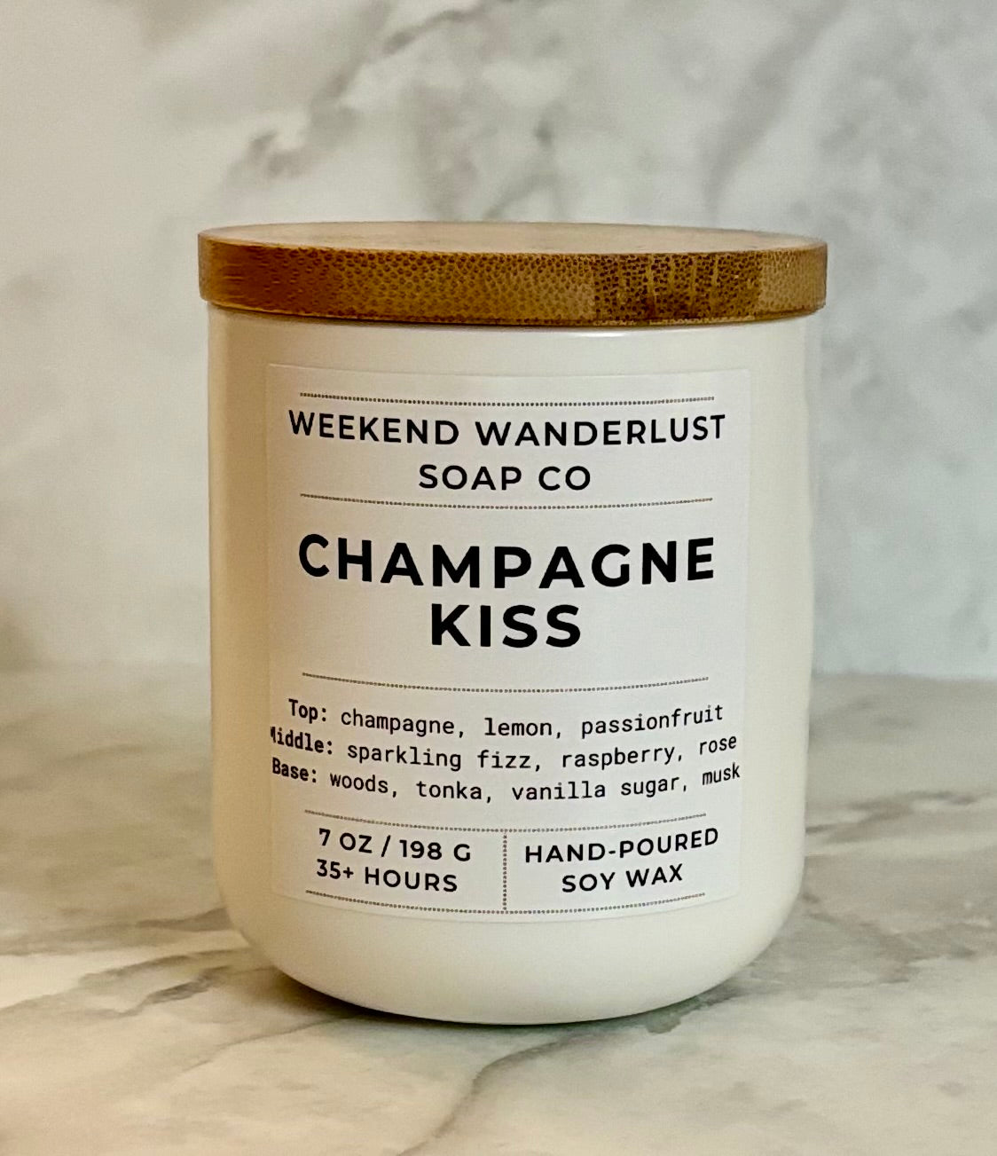 Champagne Kiss | White Ceramic Jar Soy Candles