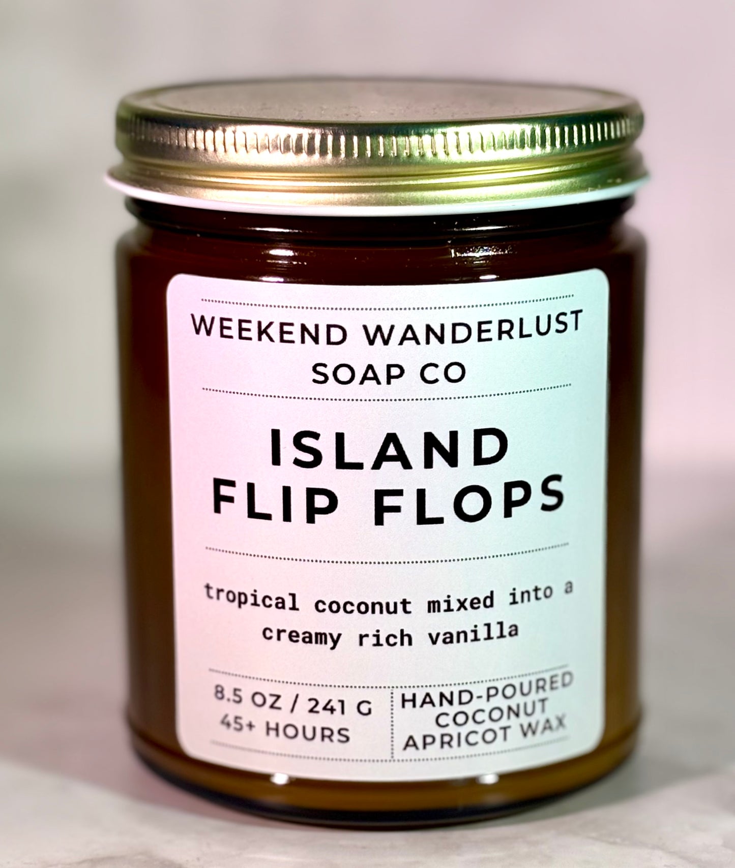 Island Flip Flops | Amber Glass Apricot Coconut Wax Candles