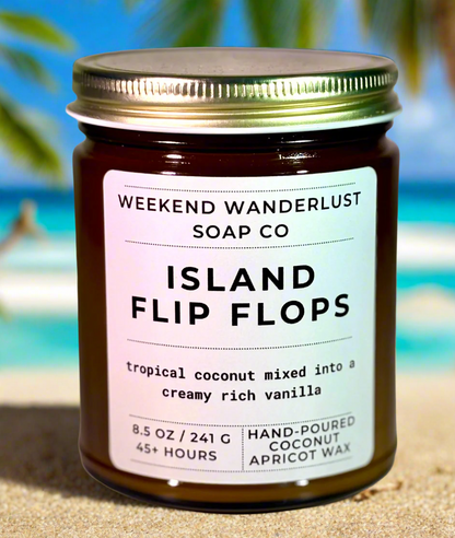Island Flip Flops | Amber Glass Apricot Coconut Wax Candles