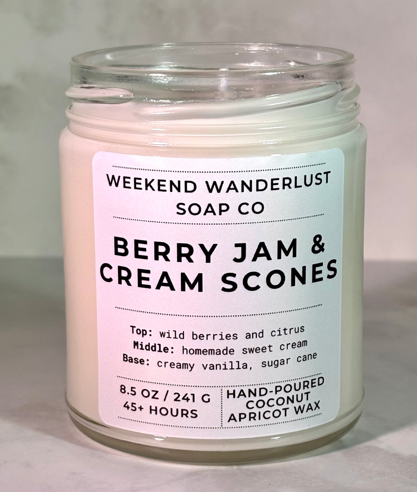 Berry Jam & Cream Scones | Clear Glass Apricot Coconut Wax Candles