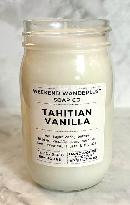 Tahitian Vanilla | Clear Glass Apricot Coconut Wax Candles