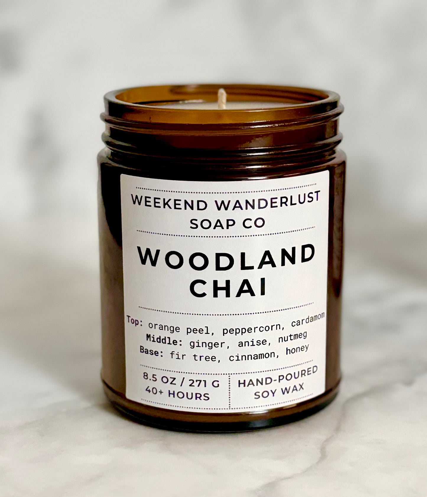 Woodland Chai | Amber Glass Soy Candles