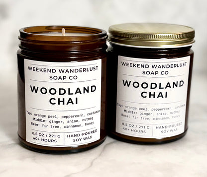 Woodland Chai | Amber Glass Soy Candles