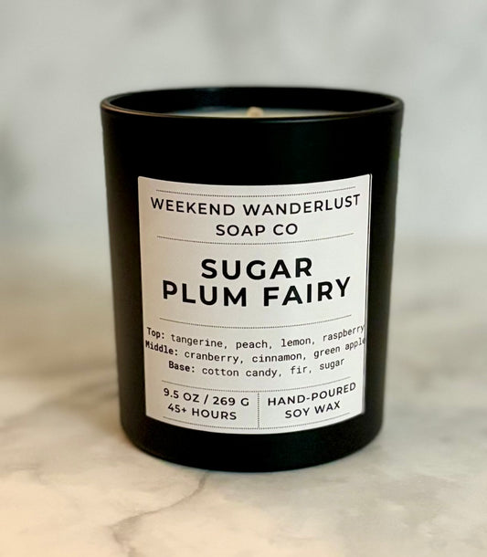 Sugar Plum Fairy | Black Tumbler Soy Candles