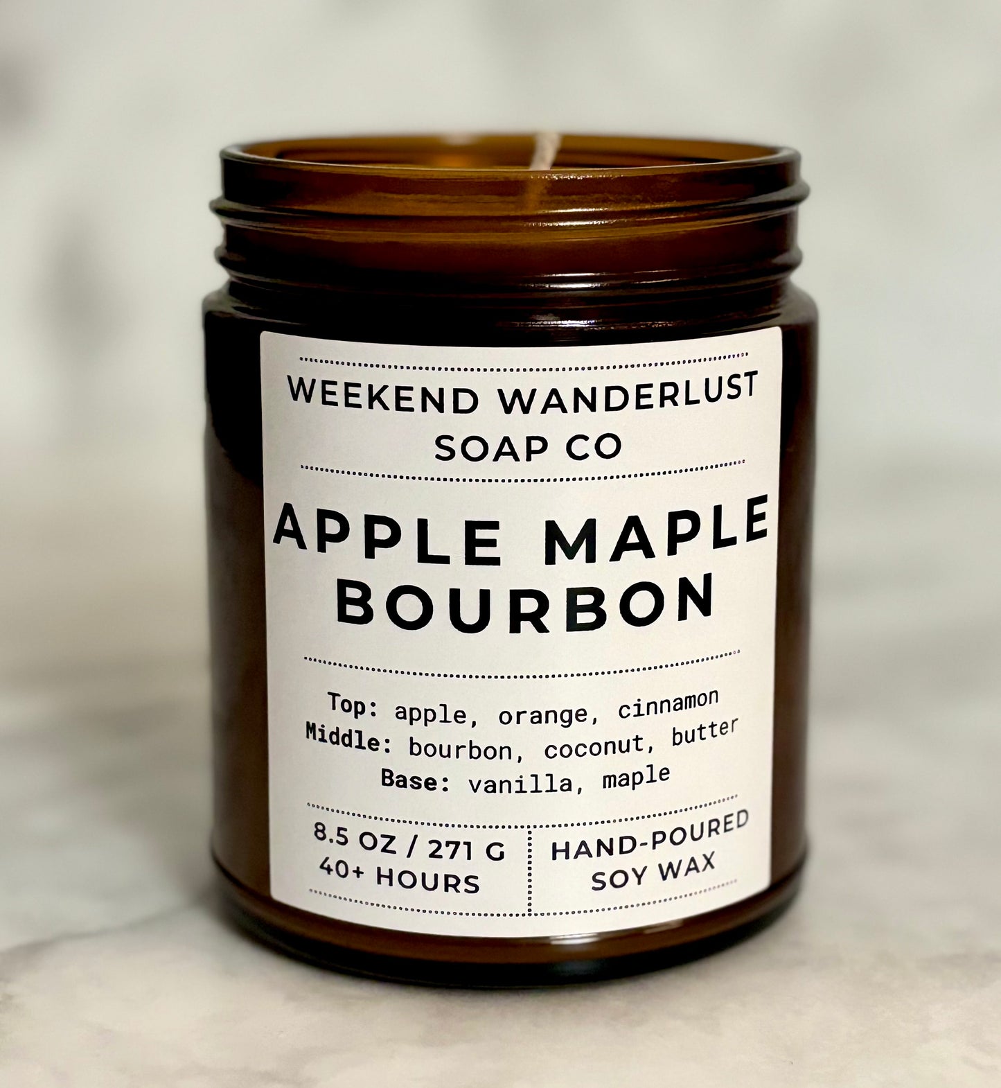 Apple Maple Bourbon | Amber Glass Soy Candles