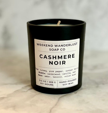 Cashmere Noir | Black Tumbler Soy Candles