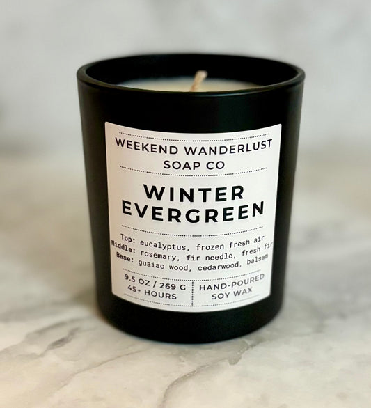 Winter Evergreen | Black Tumbler Soy Candles