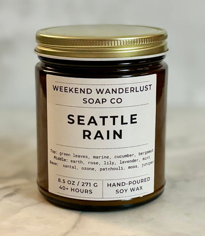 Seattle Rain | Amber Glass Soy Candles