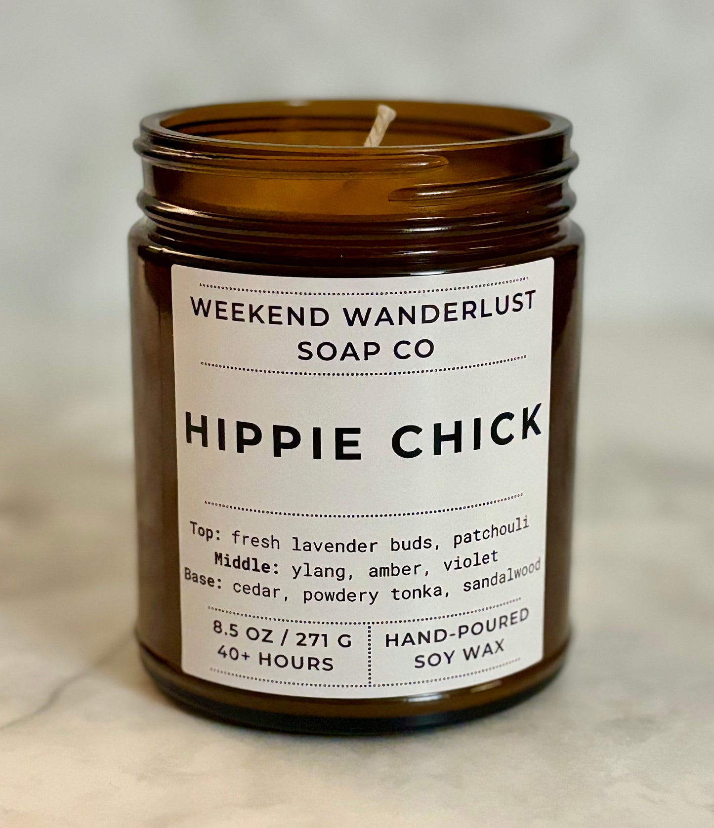 Hippie Chick | Amber Glass Soy Candles