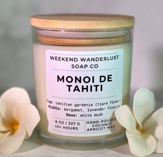 Monoi de Tahiti | Clear Glass Apricot Coconut Candles