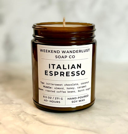 Italian Espresso | Amber Glass Soy Candles