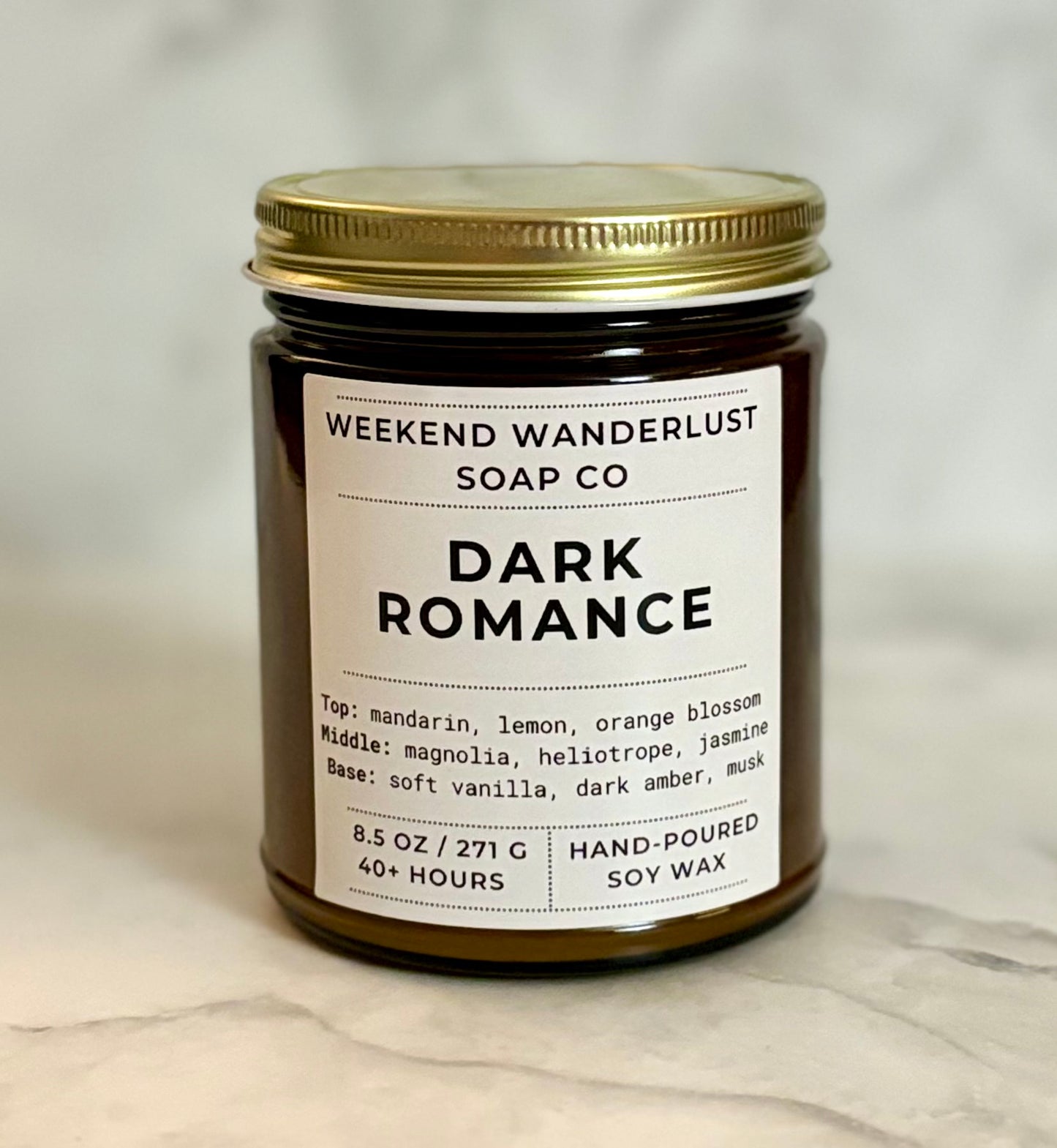 Dark Romance | Amber Glass Soy Candles