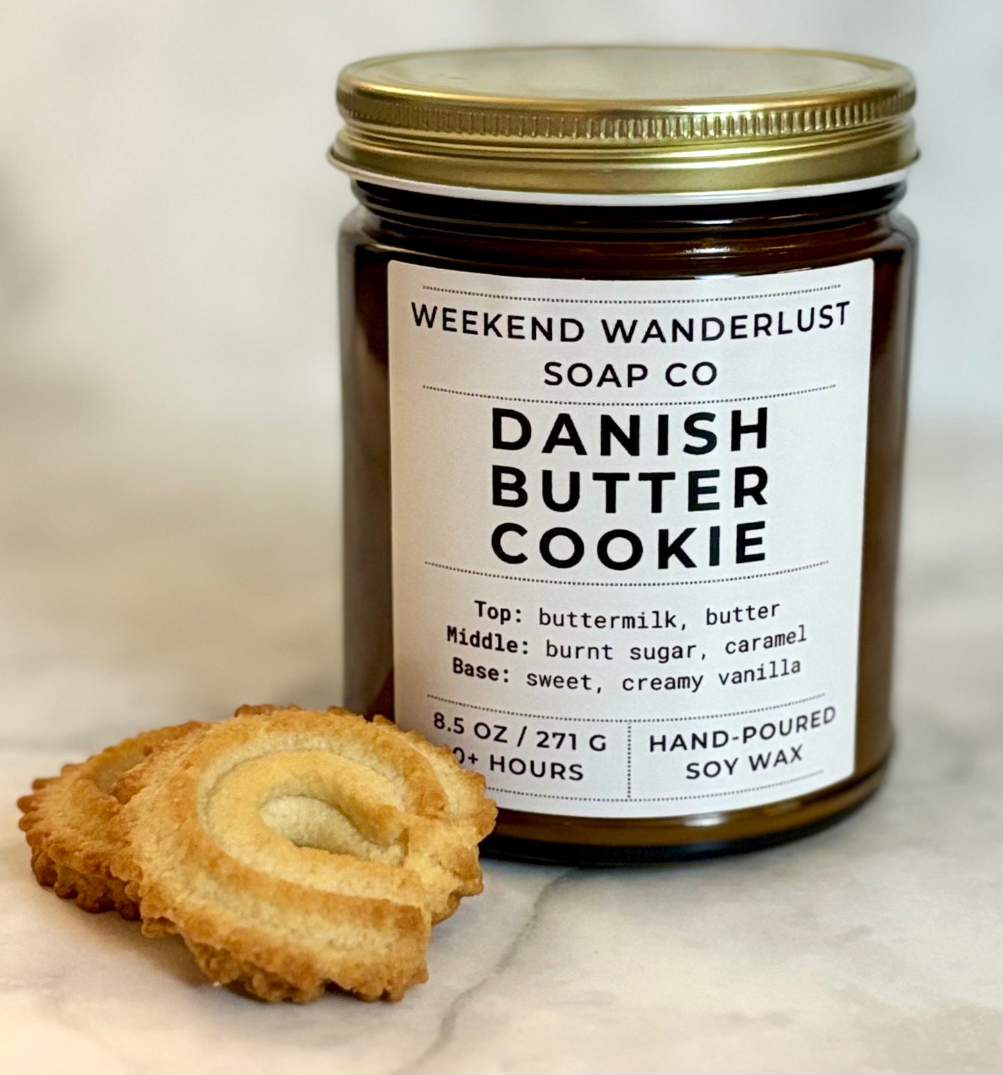 Danish Butter Cookie | Amber Glass Soy Candles