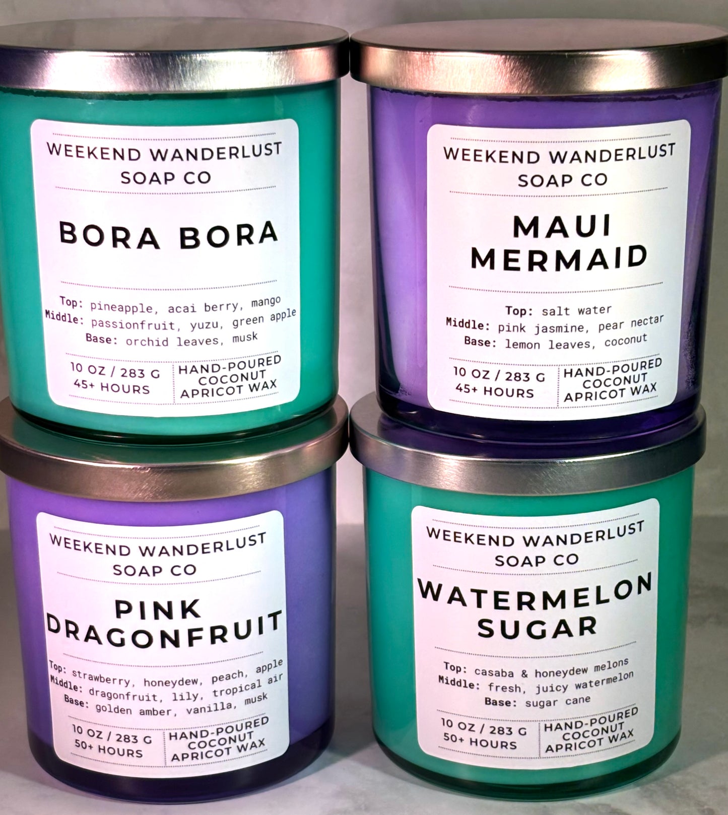 Maui Mermaid | Periwinkle Glass Coconut Apricot Wax Candles