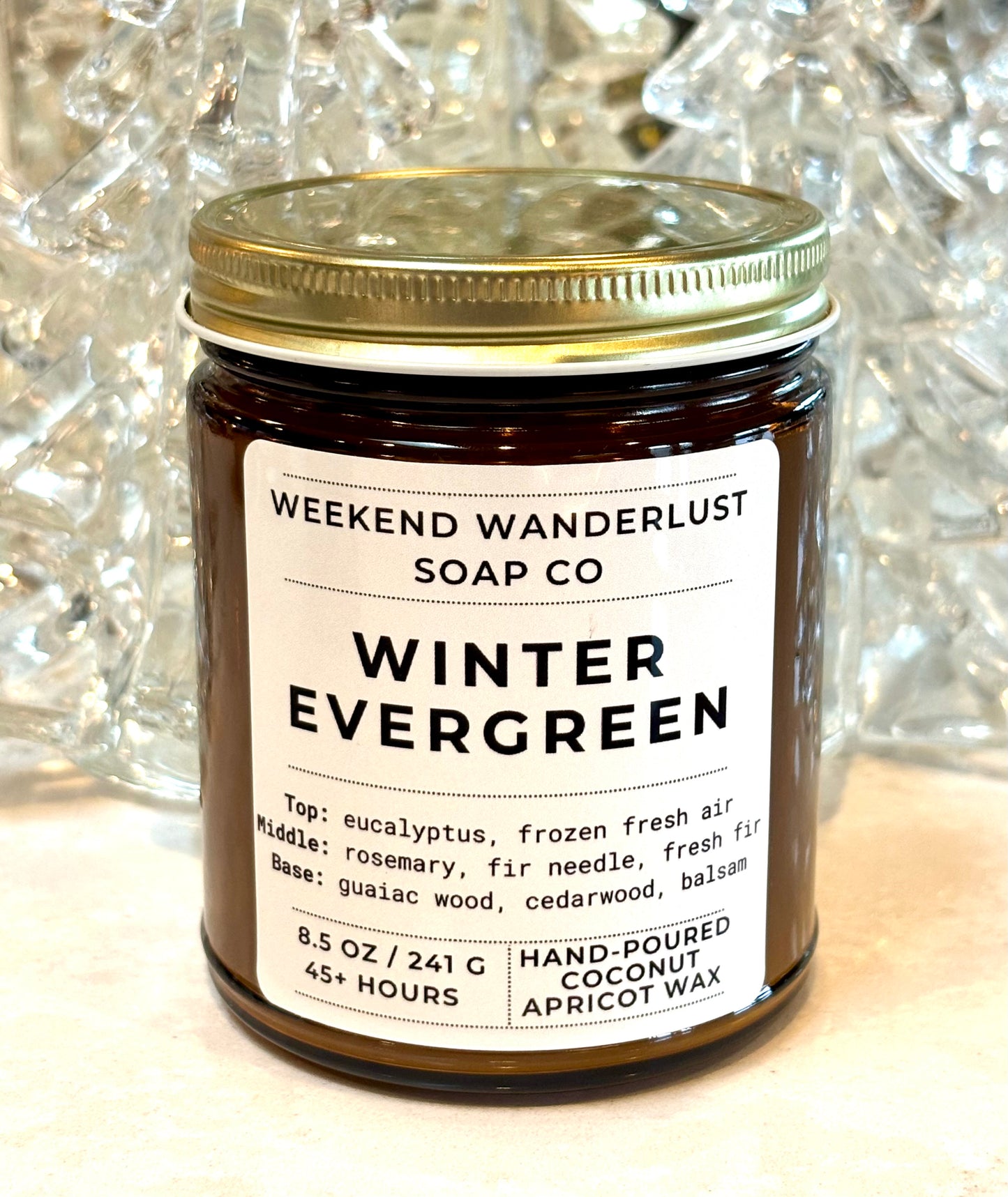 Winter Evergreen | Amber Glass Apricot Coconut Wax Candles