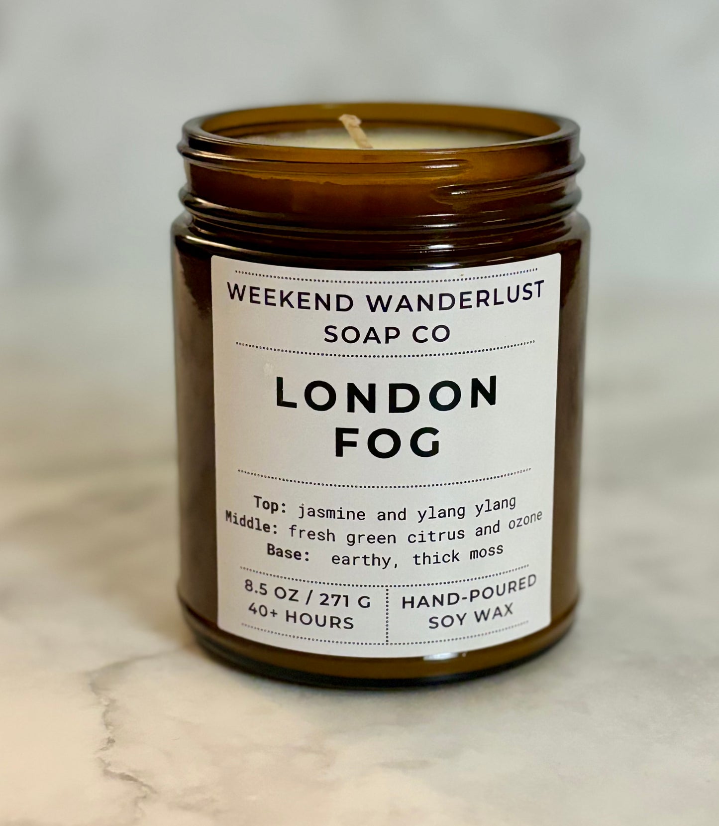 London Fog | Amber Glass Soy Candles