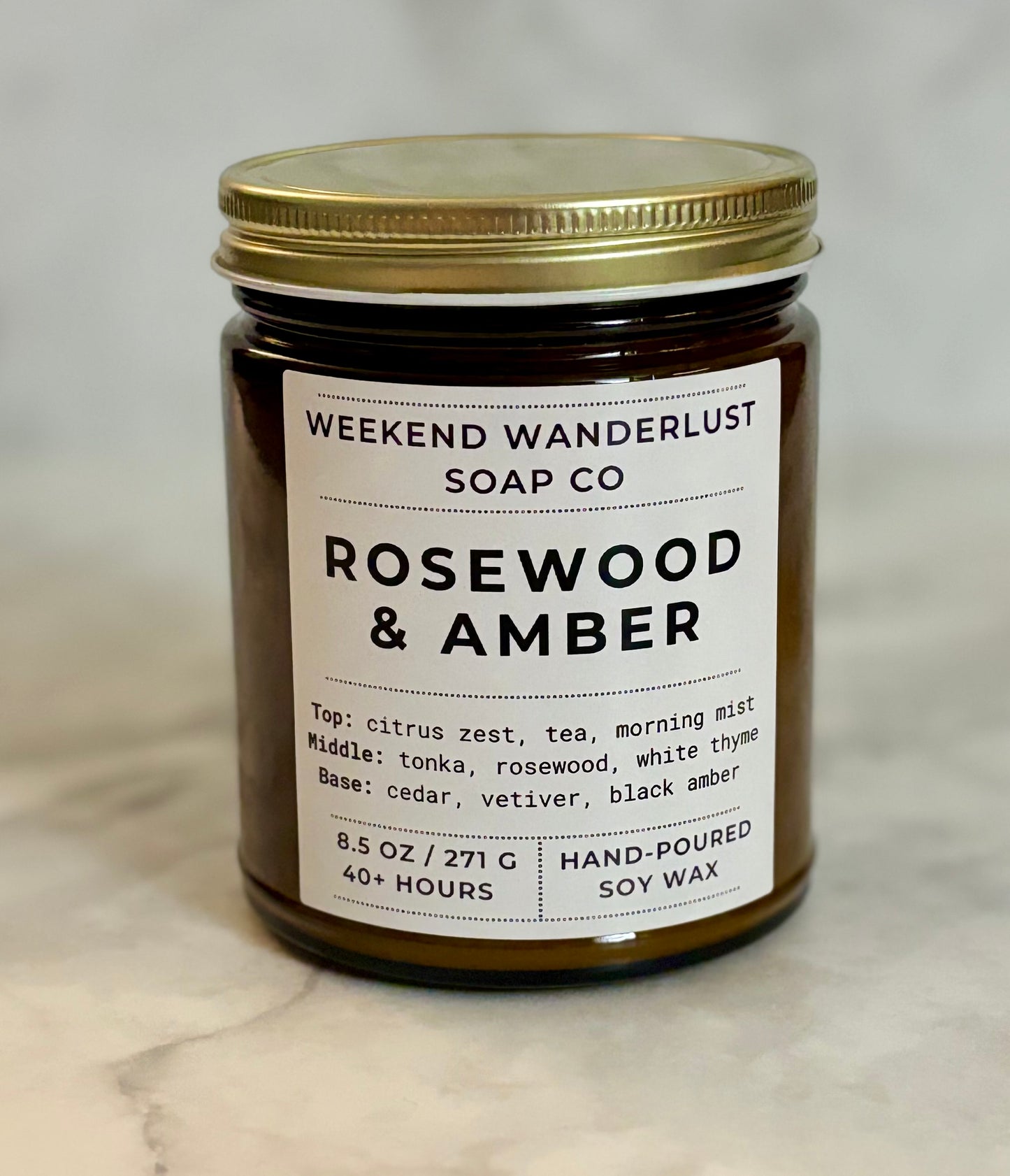 Amber Rosewood | Amber Glass Soy Candles