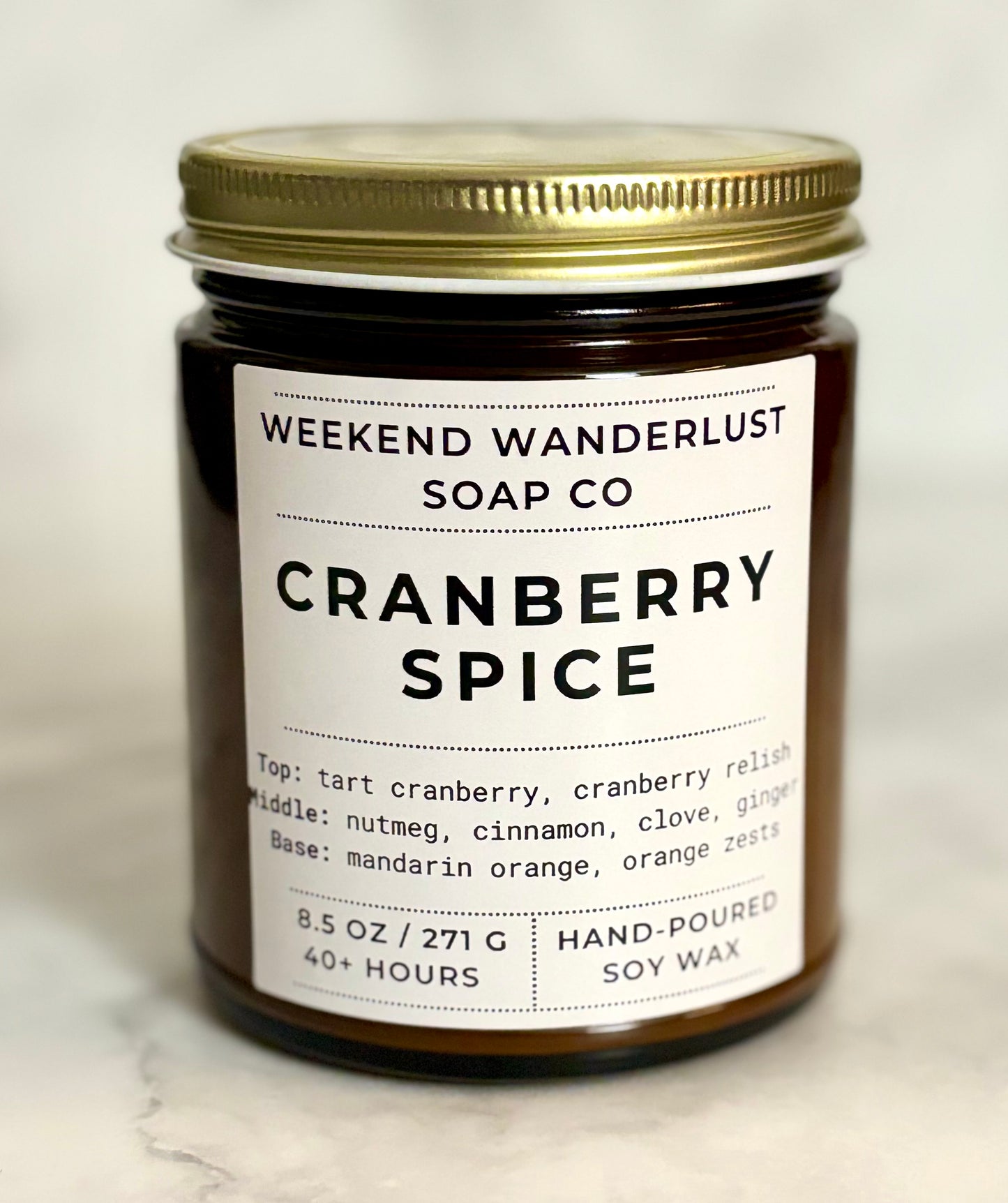 Cranberry Spice | Amber Glass Soy Candles