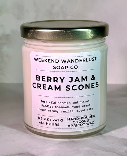 Berry Jam & Cream Scones | Clear Glass Apricot Coconut Wax Candles