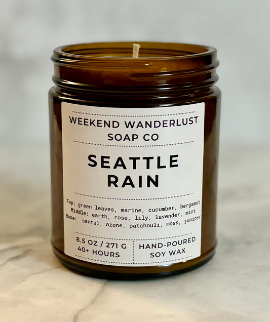 Seattle Rain | Amber Glass Soy Candles