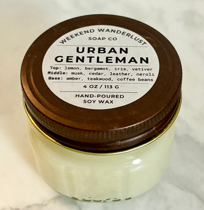 Urban Gentleman | Square Mason Jar Soy Candles