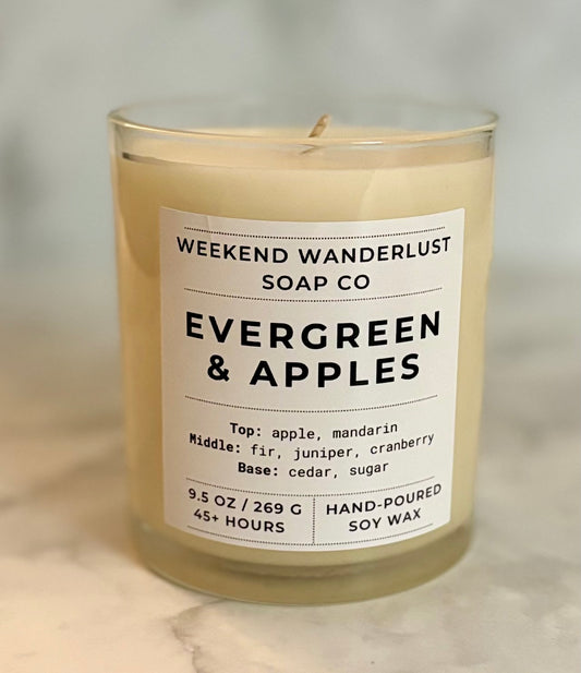 Evergreen & Apples | Clear Glass Soy Candles