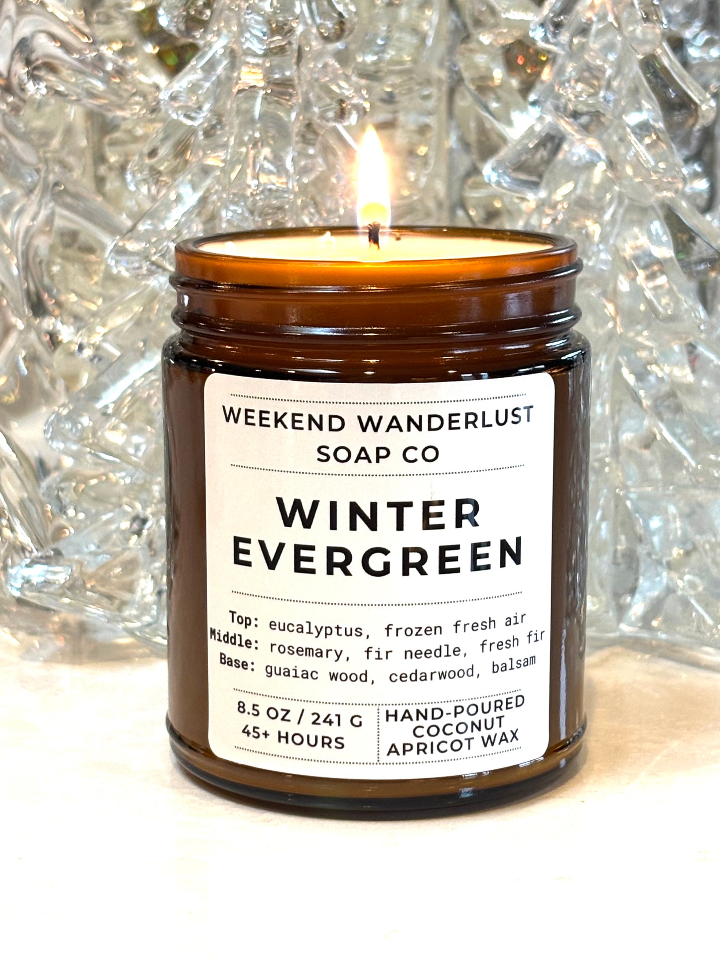 Winter Evergreen | Amber Glass Apricot Coconut Wax Candles