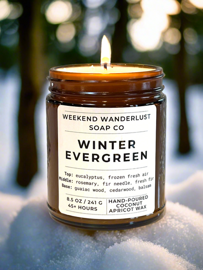 Winter Evergreen | Amber Glass Apricot Coconut Wax Candles