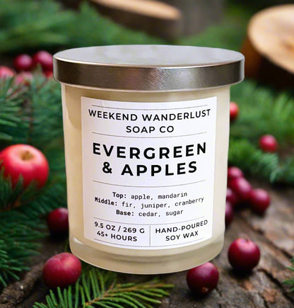 Evergreen & Apples | Clear Glass Soy Candles